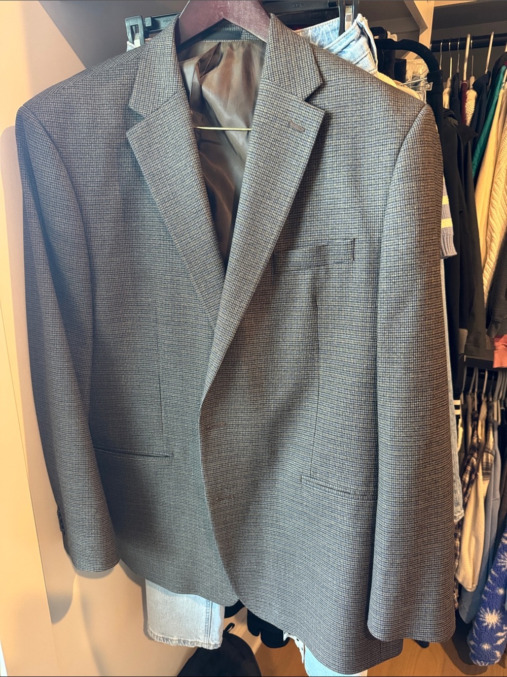 Michael Kors Men's 50R Black/brown Micro-Check Blazer NWOT